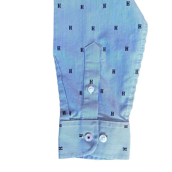 TOMMY HILFIGER | Blue | STRIPED SHIRT WITH TIE - Picture 11 of 14